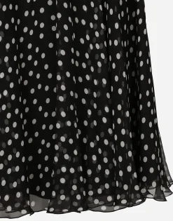 Polka-dot one-shoulder chiffon dress