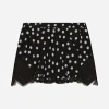 Polka-dot silk lingerie shorts with lace detailing