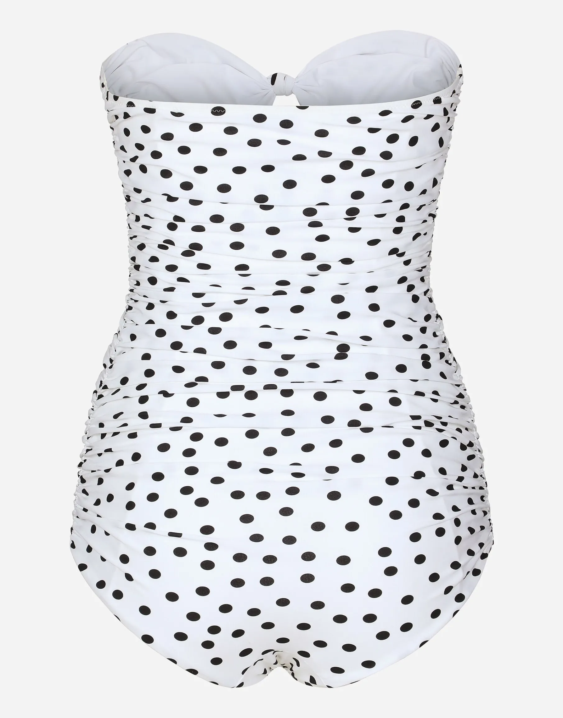 Polka-dot strapless one-piece swimsuit