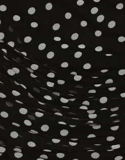Polka-dot tulle top with wrap-front neckline