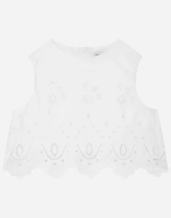 Poplin and broderie anglaise top