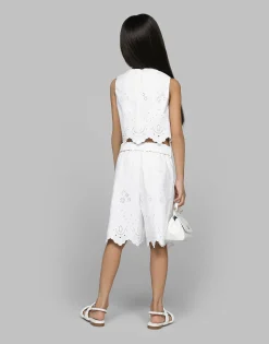 Poplin and broderie anglaise top