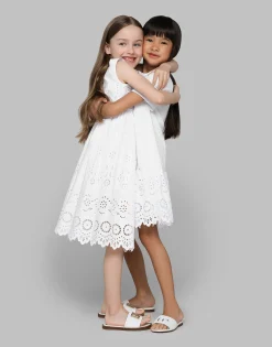 Poplin and broderie anglaise dress