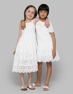 Poplin and broderie anglaise dress