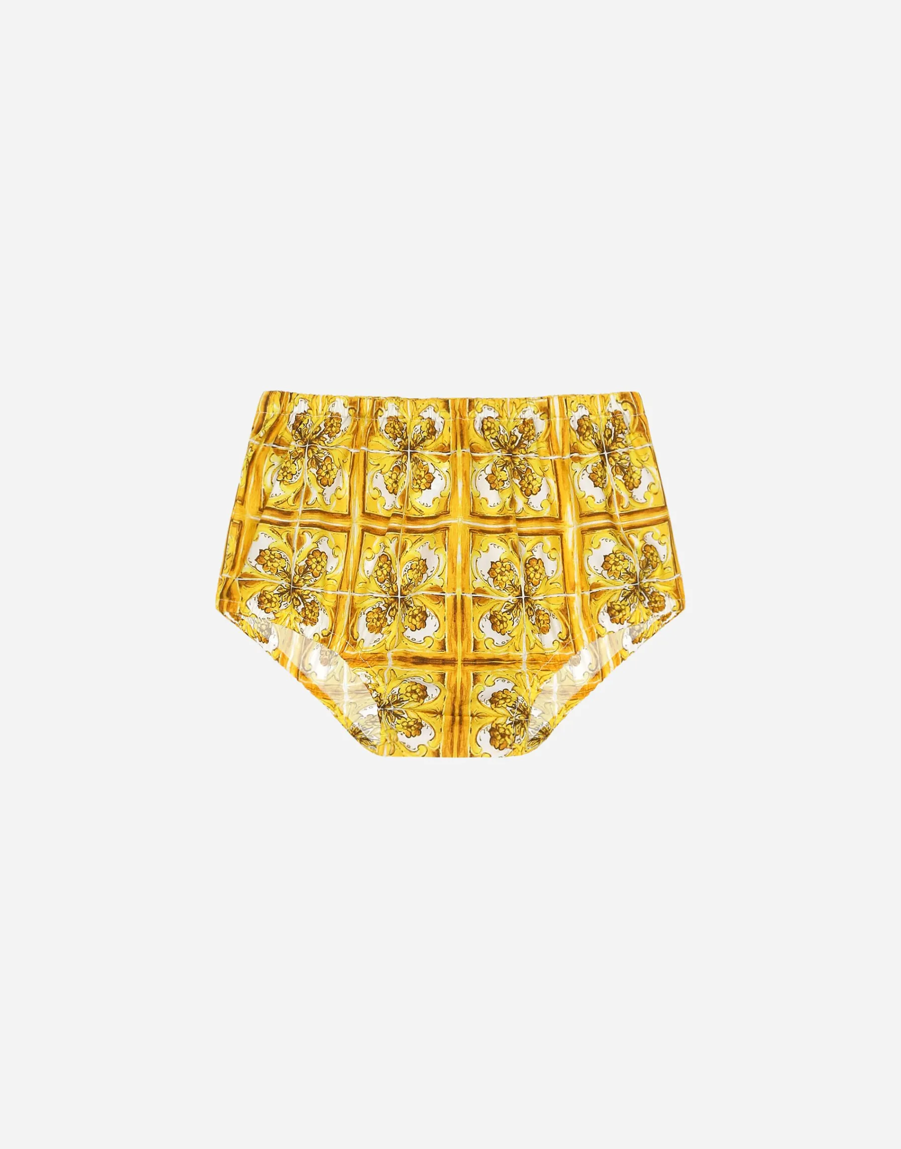 Poplin dress with yellow majolica print
