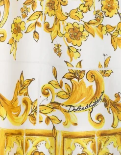 Poplin dress with yellow majolica print
