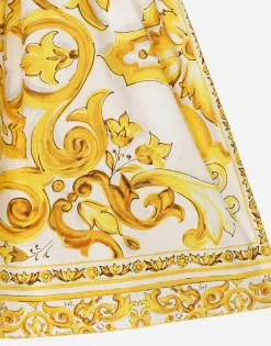 Poplin dress with yellow majolica print