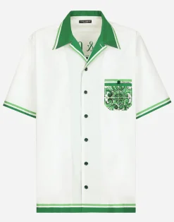 Poplin Hawaiian shirt with majolica print