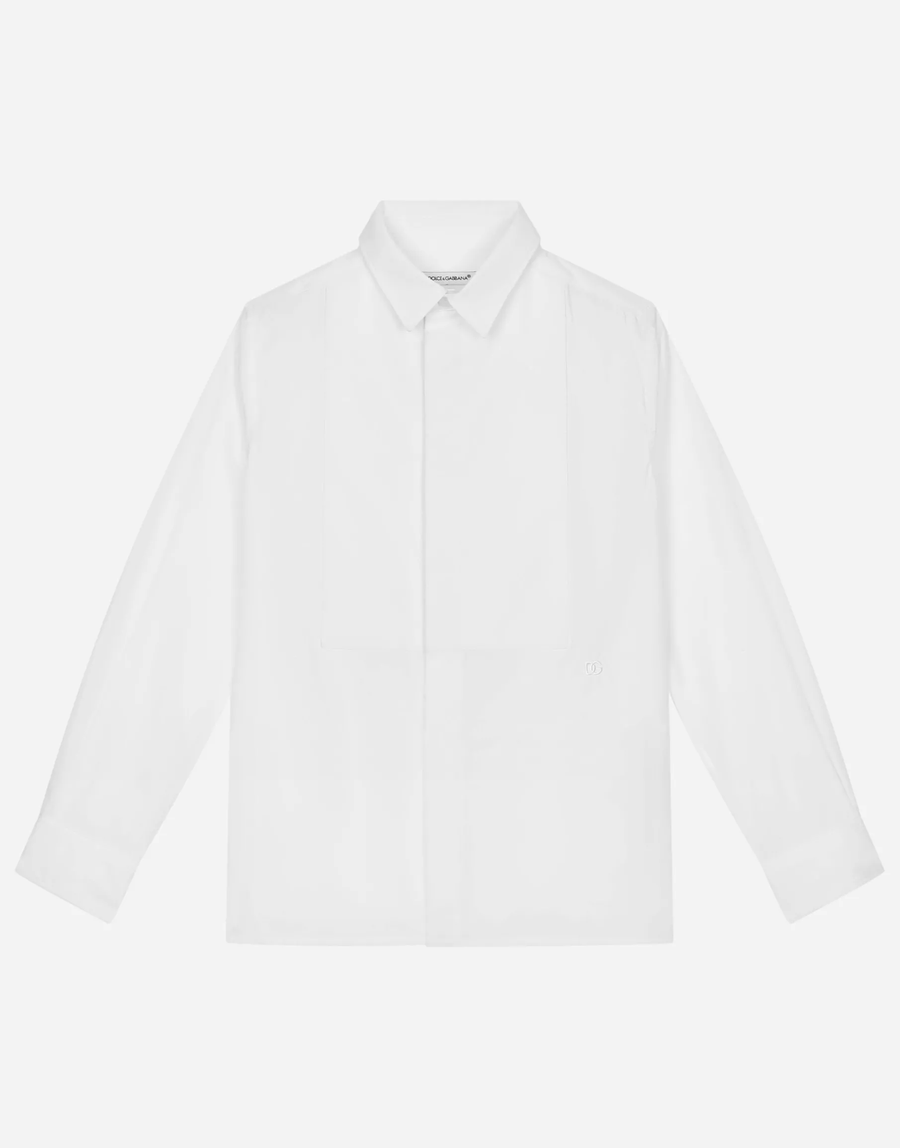 Poplin jacquard tuxedo shirt with DG logo