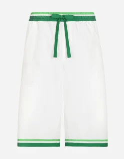 Poplin jogging shorts with majolica print