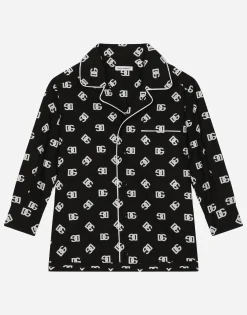 Poplin pajama shirt with DG logo print