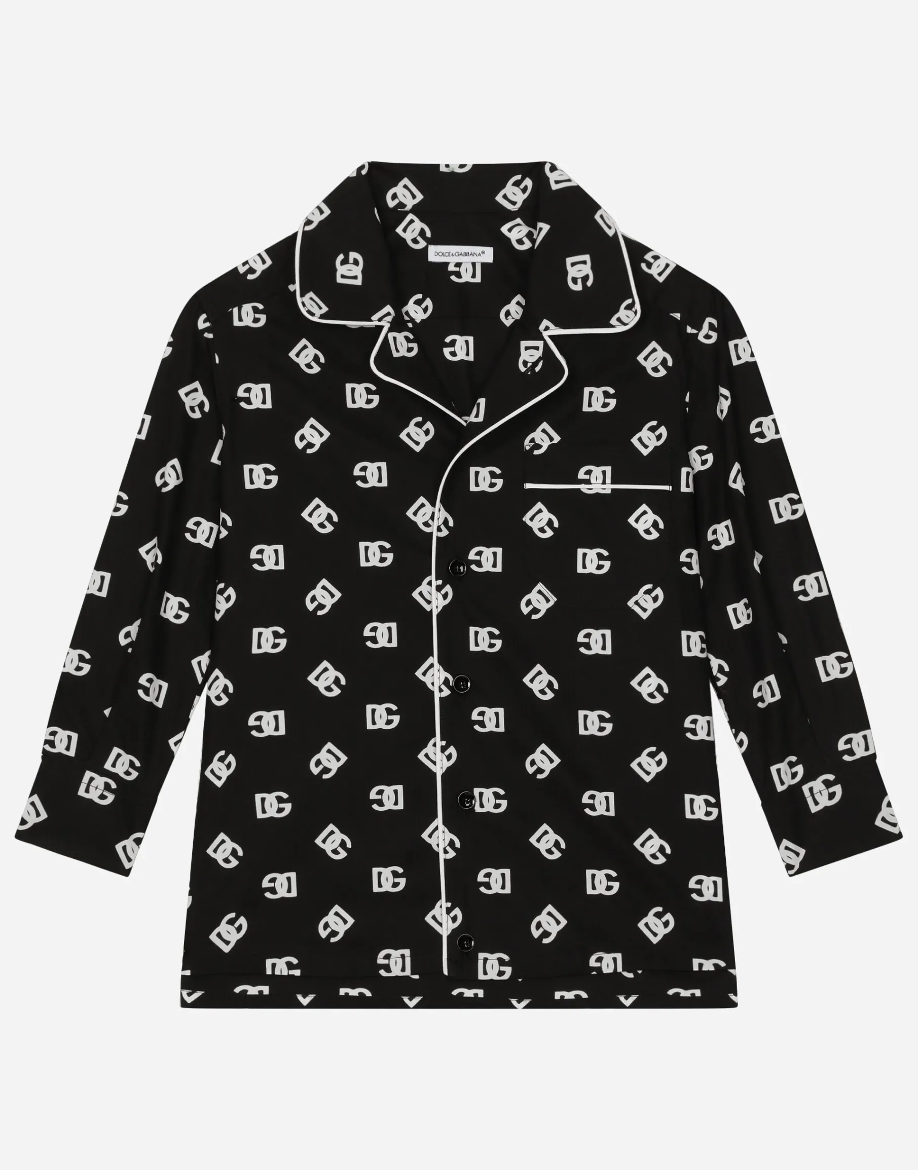 Poplin pajama shirt with DG logo print