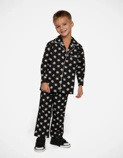 Poplin pajama shirt with DG logo print