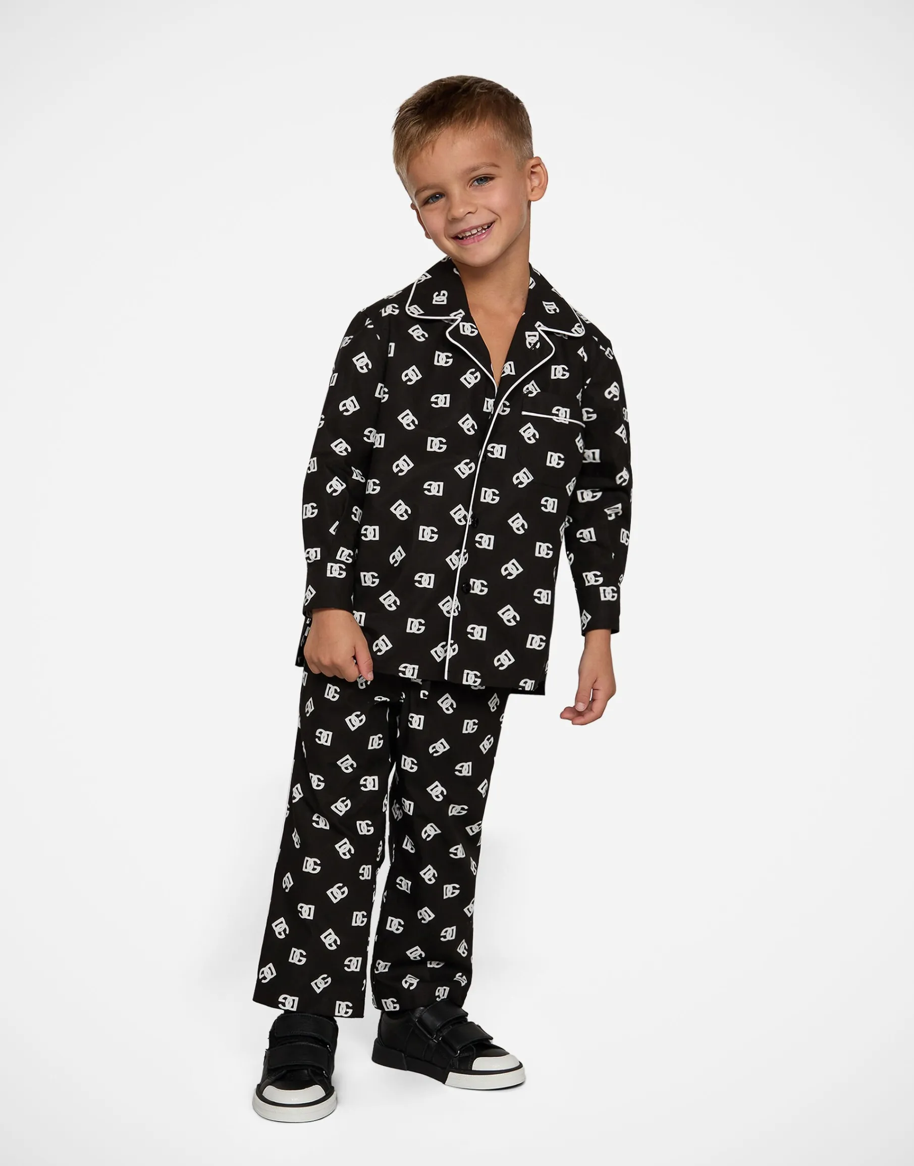 Poplin pajama shirt with DG logo print