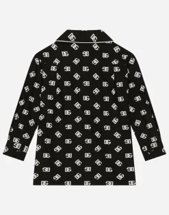 Poplin pajama shirt with DG logo print