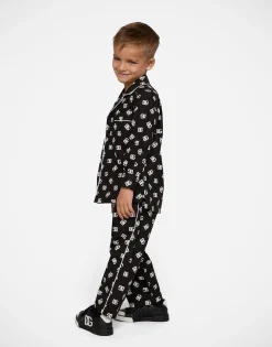 Poplin pajama shirt with DG logo print