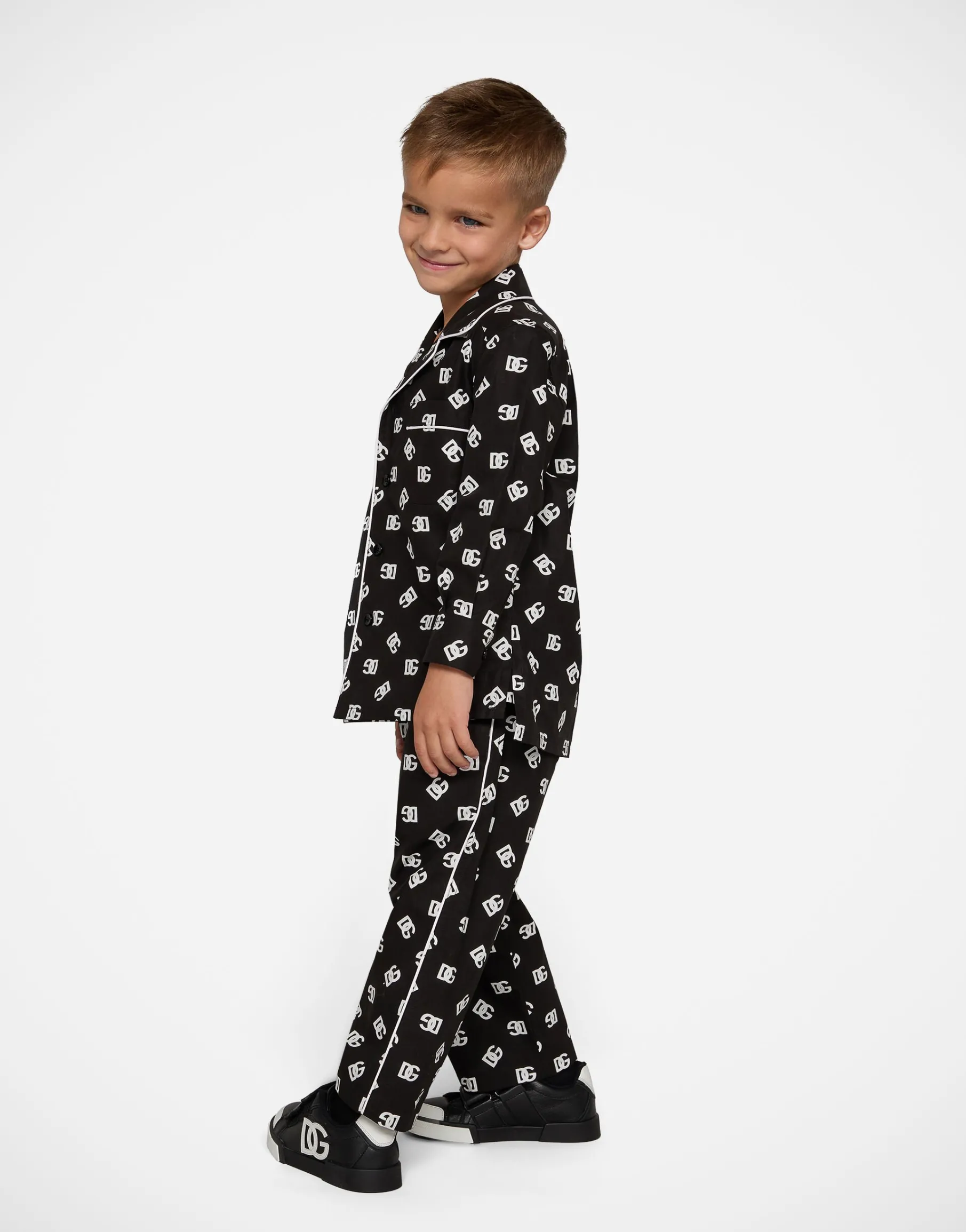 Poplin pajama shirt with DG logo print