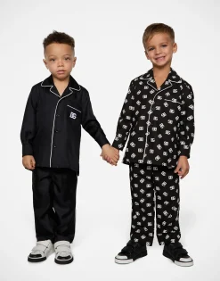 Poplin pajama shirt with DG logo print