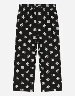 Poplin pajama trousers with DG logo print