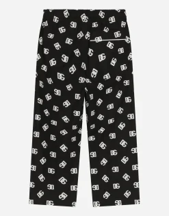 Poplin pajama trousers with DG logo print