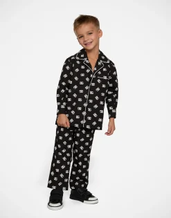 Poplin pajama trousers with DG logo print