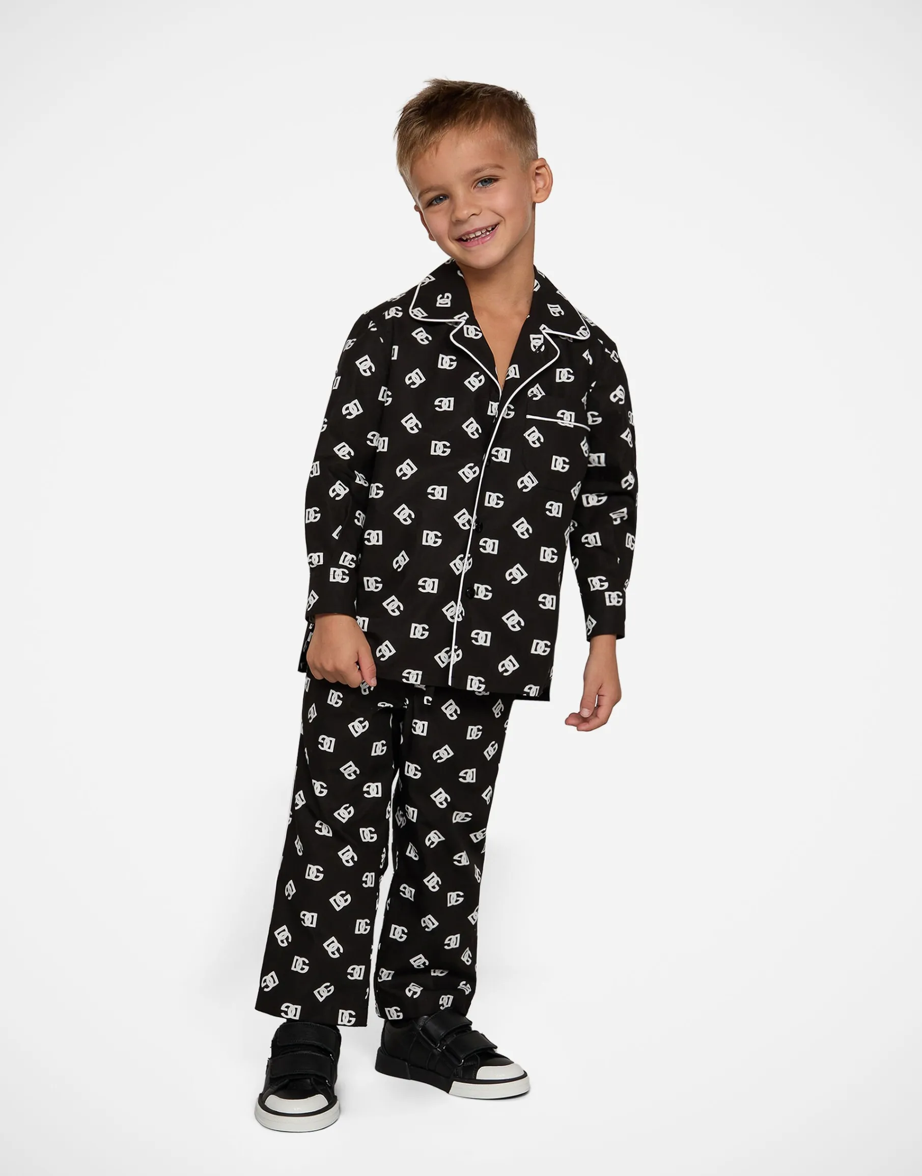 Poplin pajama trousers with DG logo print