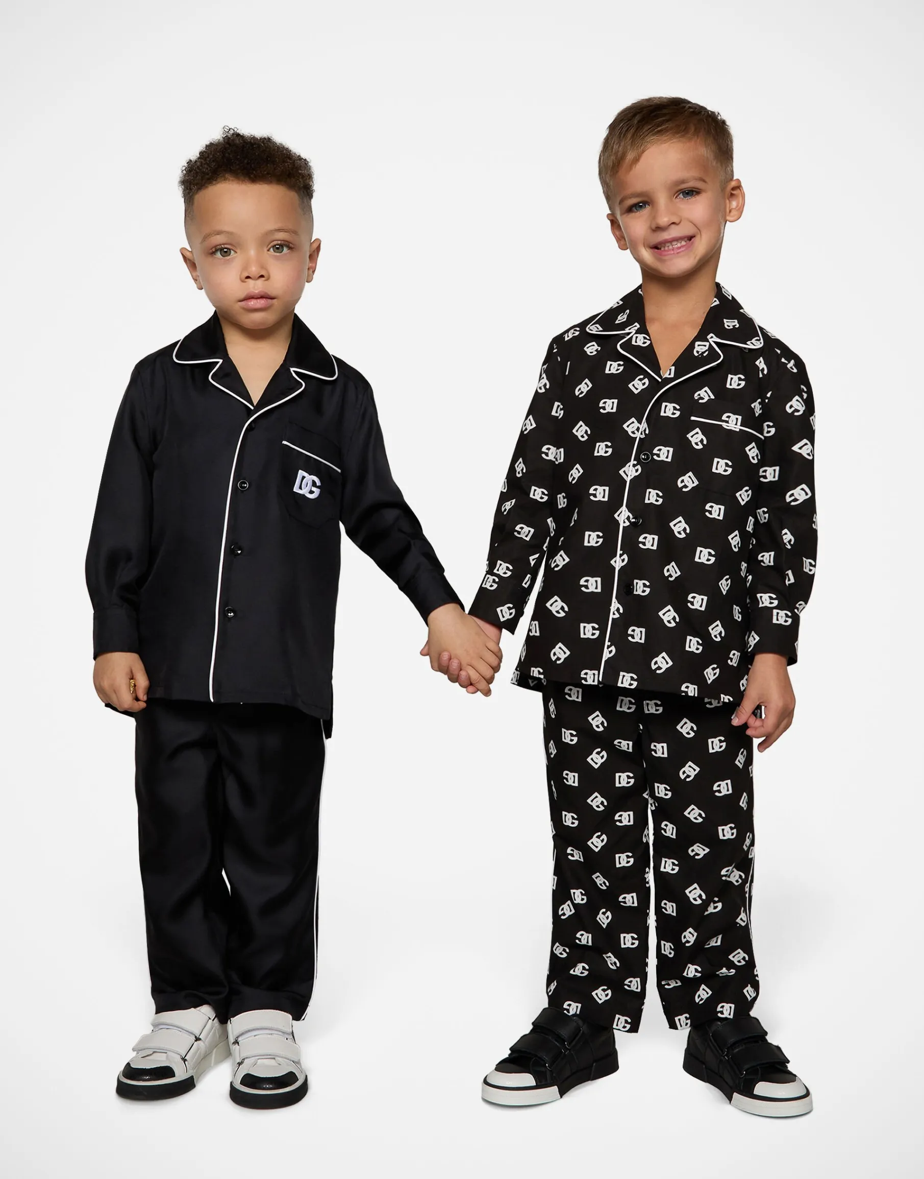Poplin pajama trousers with DG logo print