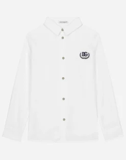 Poplin shirt with DG laurel logo