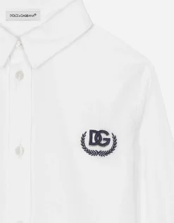 Poplin shirt with DG laurel logo