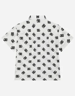 Poplin shirt with DG logo print