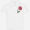 Poplin shirt with tulip detail and Dolce&Gabbana logo