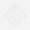 Poplin shirt-style babygrow with jacquard logo