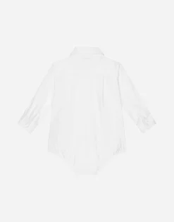Poplin shirt-style babygrow with jacquard logo