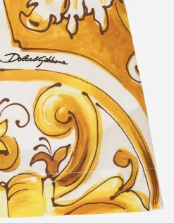 Poplin shorts with yellow majolica print