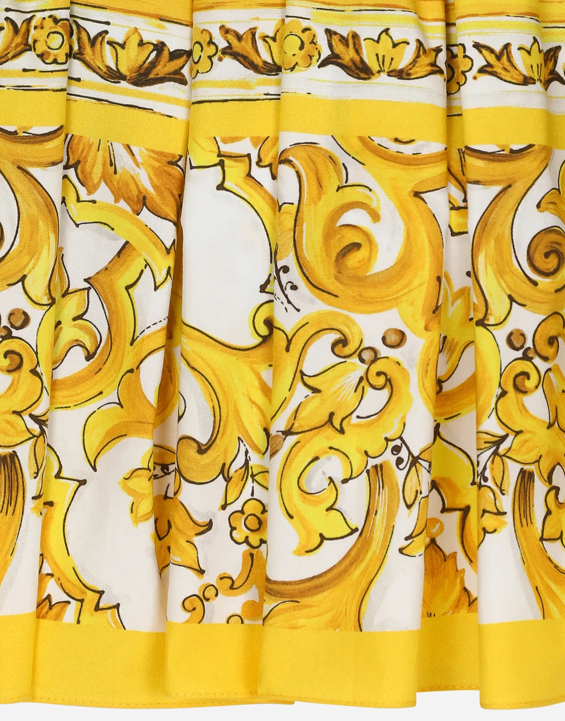 Poplin skirt with yellow majolica print