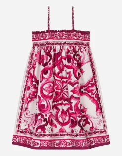 Poplin sundress with majolica print