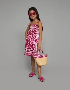 Poplin sundress with majolica print