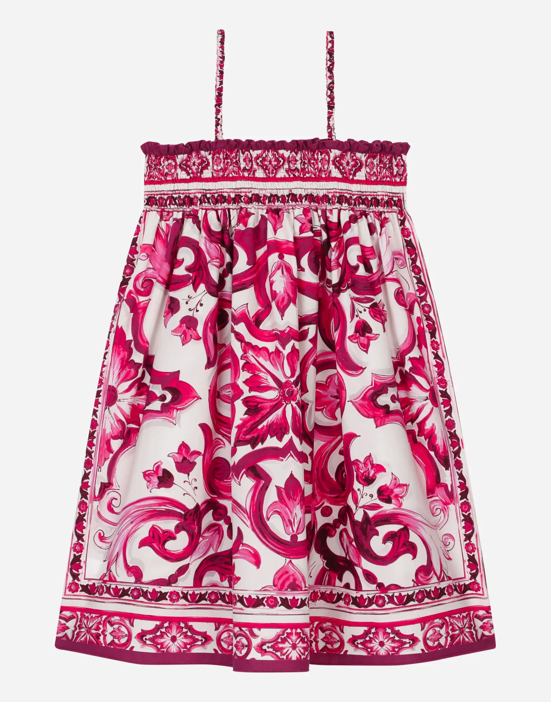 Poplin sundress with majolica print