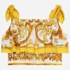 Poplin top with yellow majolica print