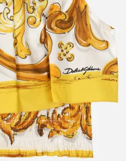 Poplin top with yellow majolica print