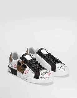 Portofino sneakers in printed nappa calfskin with patch