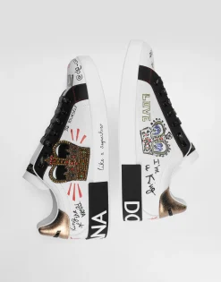 Portofino sneakers in printed nappa calfskin with patch