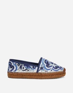 Printed brocade fabric espadrilles