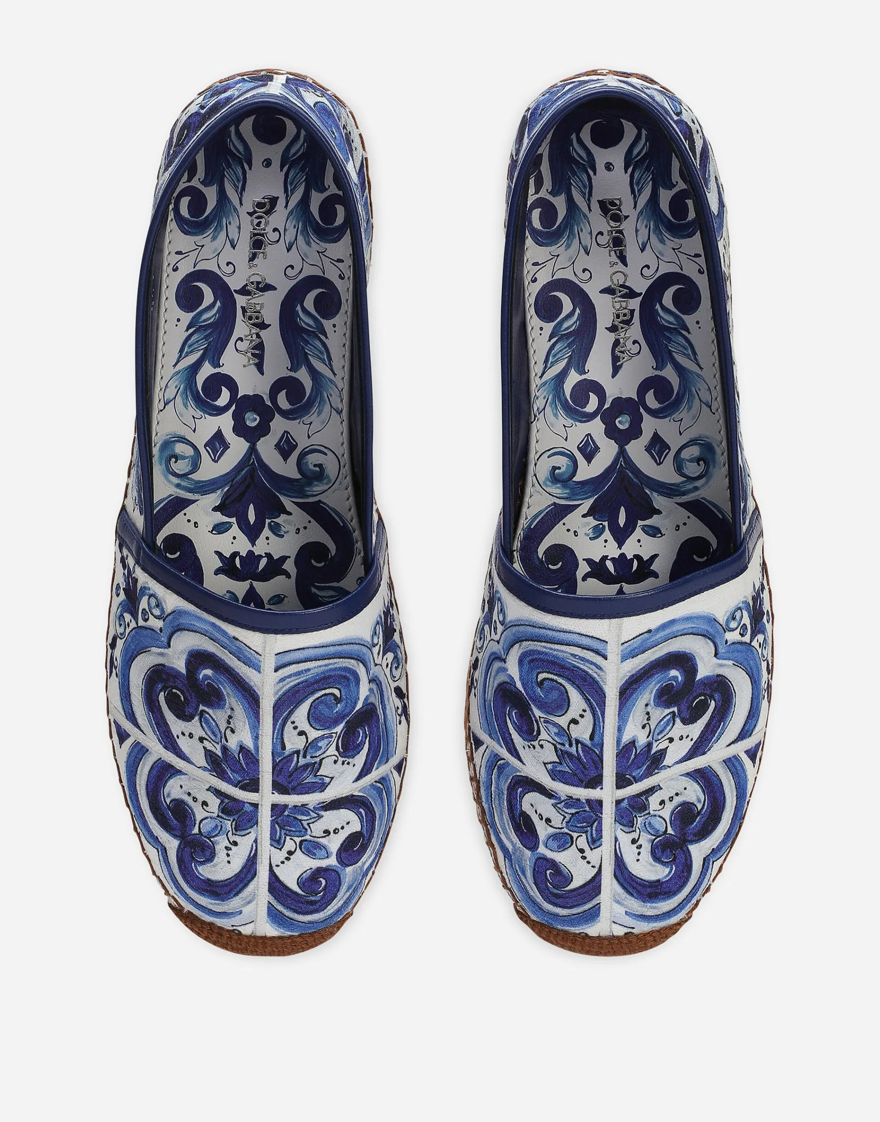 Printed brocade fabric espadrilles