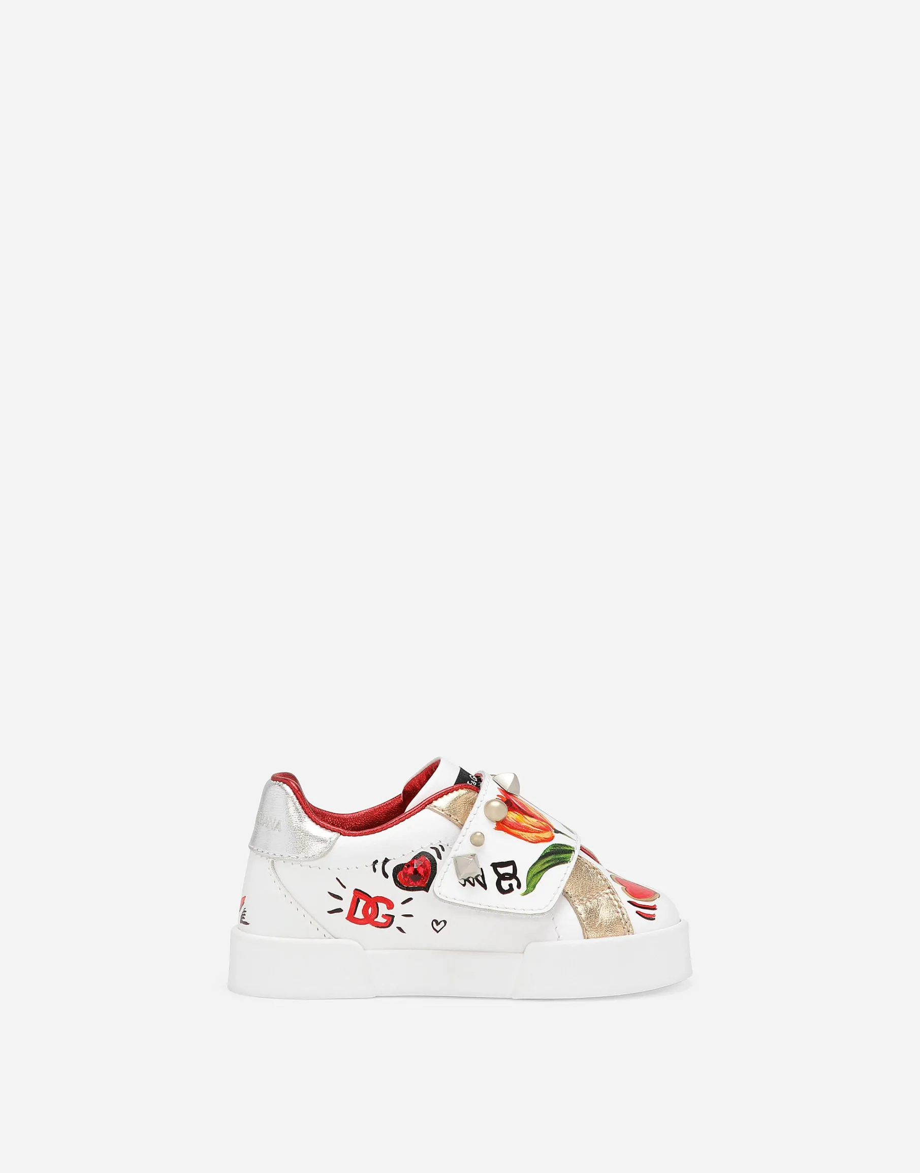 Printed calfskin low-top sneakers