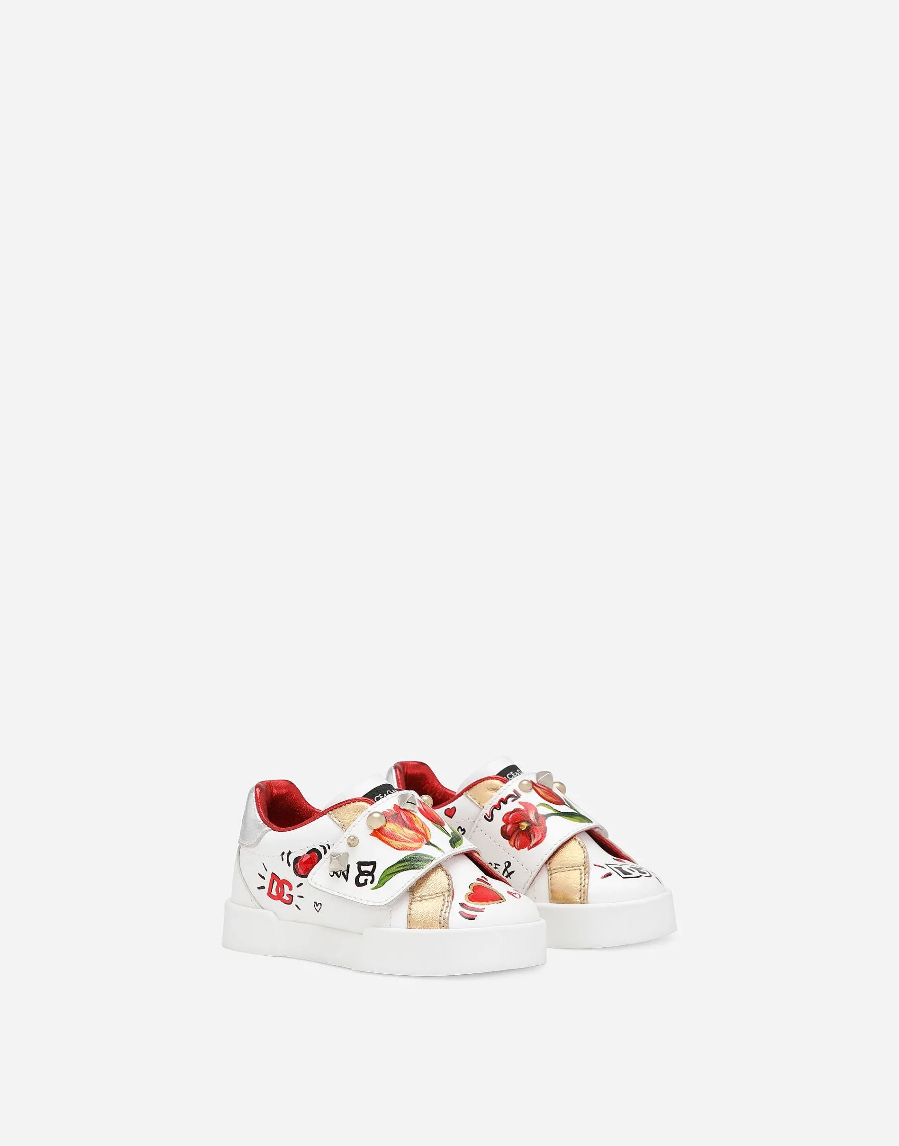 Printed calfskin low-top sneakers