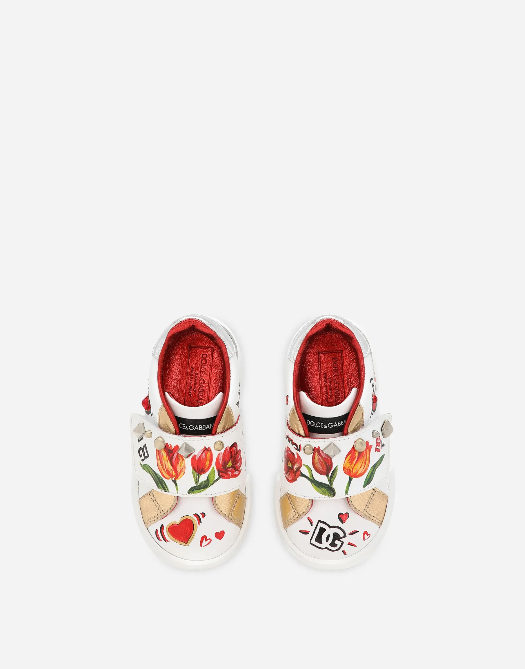 Printed calfskin low-top sneakers
