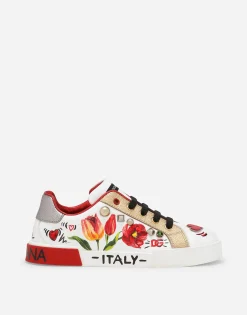 Printed calfskin Portofino Light low-top sneakers