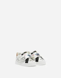 Printed calfskin Portofino sneakers