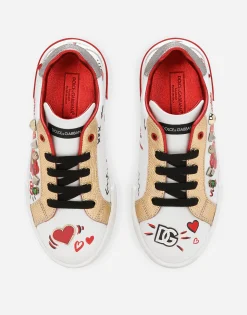 Printed calfskin Portofino Light low-top sneakers